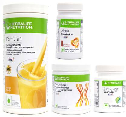 HERBALIFE FORMULA1SHAKE MANGO-500GM+PP200+AFRESH CINNAMON+ CELL U LOSS TABLET Protein Shake