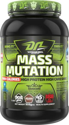 Domin8r Nutrition Mass Mutation 1000+ Calories High Protein High Carb Shake Weight Gainers/Mass Gainers