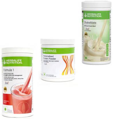 HERBALIFE FORMULA 1 STRAWBERRY & PROTIEN POWDER 200 GRAM & SHAKEMATE MILK POWDER 500 GRAM Plant-Based Protein