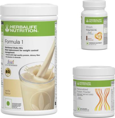 HERBALIFE Formula1 Vanila shake 500g Protine 200g & Afresh Energy Drink Mix Elachi 50g Plant-Based Protein