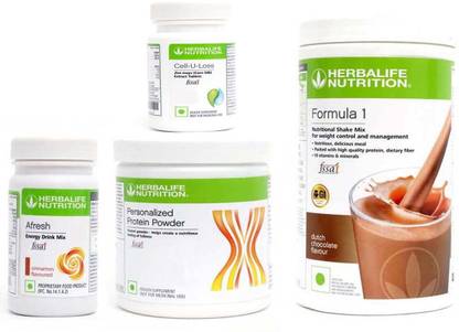 HERBALIFE Formula 1 Chocolate Flavor+Protein Powder+ Cell U Loss Tablet + Afresh Cinnamon Protein Shake