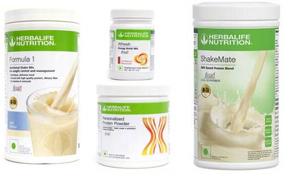 Herbalife Nutrition Formula 1 Kulfi + Protein Powder 200 G + Afresh - Cinnamon + Shake Mate Protein Shake