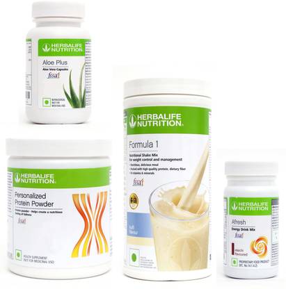 Herbalife Nutrition FORMULA1 KULFI PROTIEN 200 G AFRESH ENERGY DRINK ELAICHI 50 G + ALOE PLUS 50 G Plant-Based Protein