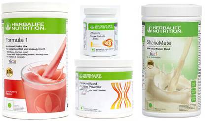 Herbalife Nutrition FORMULA-1 SHAKE STRAWBERRY+PROTEIN POWDER -200GM+AFRESH -LEMON-+SHAKE MATE Protein Shake