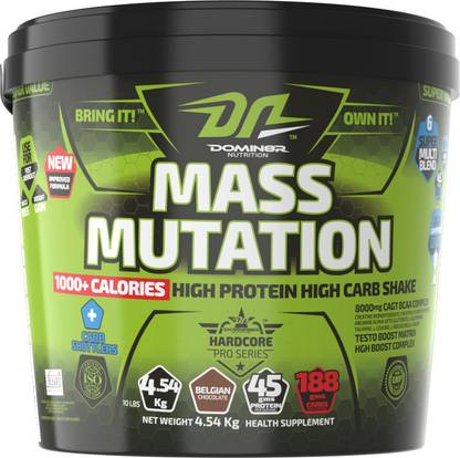 Domin8r Nutrition Mass Mutation 1000+ Calories High Protein High Carb Shake Weight Gainers/Mass Gainers