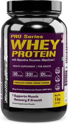 HealthyHey Sports Whey Protein Concentrate with Digestive Enzymes- Chocolate Cookie Cream Flavoured Whey Protein