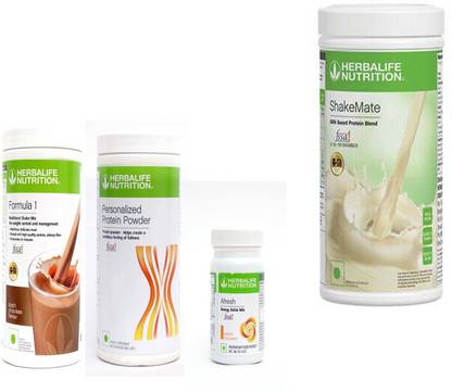 HERBALIFE FORMULA-1 SHAKE CHOCOLATE +PROTEIN POWDER -400 GM+AFRESH -PEACH- +SHAKEMATE Protein Shake