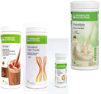 HERBALIFE FORMULA-1 SHAKE CHOCOLATE +PROTEIN POWDER -400 GM+AFRESH -LEMON- +SHAKEMATE Protein Shake