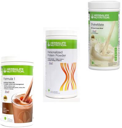 HERBALIFE FORMULA 1 CHOCOLATE & PROTIEN POWDER 400 GRAM & SHAKEMATE MILK POWDER 500 GRAM Plant-Based Protein