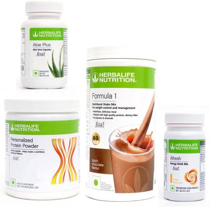 Herbalife Nutrition FORMULA1CHOCOLATE PROTIEN 200 AFRESH ENERGY DRINK GINGER 50 G + ALOE PLUS 50 G Protein Shake