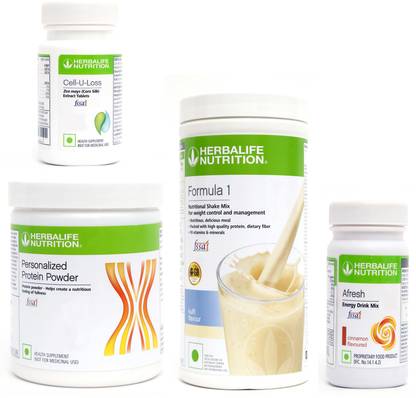 Herbalife Nutrition FORMULA1 KULFI PROTIEN 200 AFRESH ENERGY DRINK CINNAMAN 50 G + CELL U LOSS Whey Protein