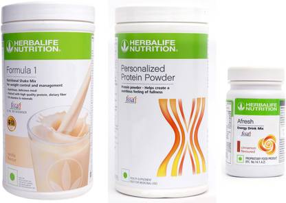 HERBALIFE FORMULA-1SHAKE VANILLA-500GM+PP-400GM+AFRESH CINNAMON-50 GM Whey Protein