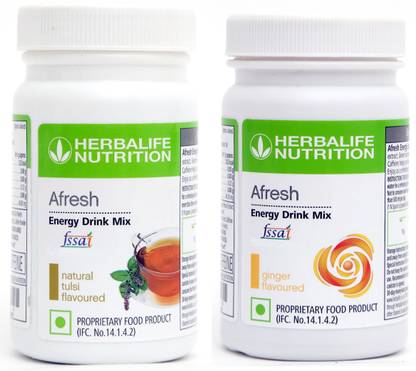 HERBALIFE AFRESH ENERGY DRINK TULSHI & GINGER COMBO SET OF 2 Plant-Based Protein