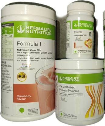 HERBALIFE F1 Shake Strawberry + Protein Powder 200 G + Afresh - Cinnamon Protein Shake