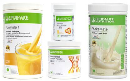 HERBALIFE Formula 1 Mango + Protein Powder 200 G + Afresh - Lemon + Shake Mate Protein Shake