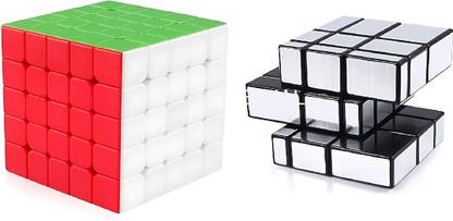 Skytrapper Cube Set of 5x5 & Stickered Silver Mirror Puzzle Combo (5x5 Cube+Mirror Cube)