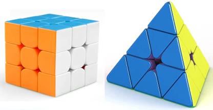 EMINENCE ENTERPRISES Rubix Speed Cube 3x3 and Pyramid Cube Stickerless Smooth Turning Cube Toys