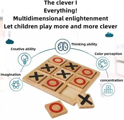 Wooden Tic Tac Board Game Noughts and Crosses Tik Tak Toe Board Zero Kata Game