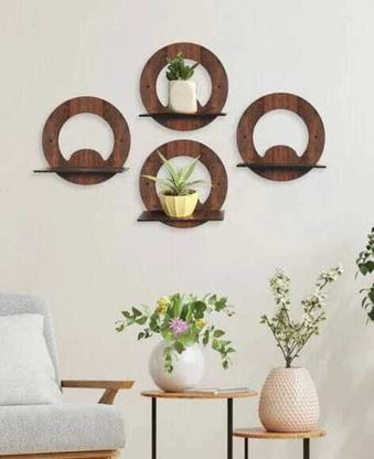 golucraft Round MDF (Medium Density Fiber) Wall Shelf