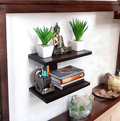 ALTRR Narrow Floating Shelves for Hallway - Slim Wall Storage for Decor and Photos Wooden Wall Shelf