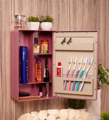 Zahab bathroom cabinet with mirror Plastic Wall Shelf