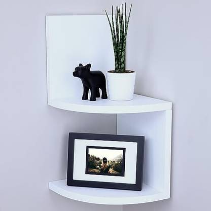 Mehsha Zigzag Floating Corner Wall Shelf Stand | Corner Shelf Wooden Wall Shelf