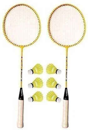 SPO Zone BULLET 251 BODY Badminton RACQUET Set of 2 PC with 6 shuttle Multicolor Unstrung Badminton Racquet