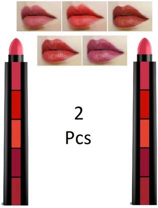 NYN HUDA Insta Beauty 5 in 1 Velvet Creamy Matte Lipstick, The Red Edition Pack of 2
