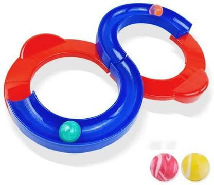 Synlark 8 Shape Infinite Loop Interaction Creative Track Toy Game with 3 bouncing ball Frisbie & Boomerang