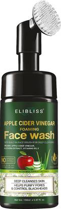 ELIBLISS Apple Cider Vinegar Foaming with Apple Cider Vinegar & Aloe Vera Water, ACV Foaming with Brush for Deep Cleansing – 150ml  Face Wash