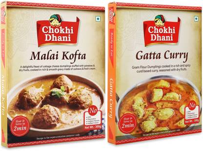 Chokhi Dhani by Chokhi Dhani Malai Kofta 300Gm, Gatta Curry 300Gm, Ready To Eat Product, Combo 0.6 kg