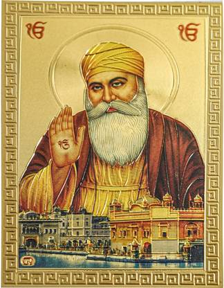 HAWAI Guru Nanak Dev Ji Gold Plated Photo Pocket Size Photo (3.5 x2.5 in) Religious Frame