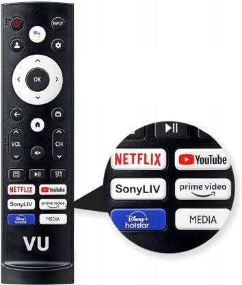 Ethereal Remotes Compatible for VU Smart 4k Android LED UHD TV ERF3T920H Model Original with Hotstar, Prime, OTT Hotkeys (Non-Voice) Remote Controller