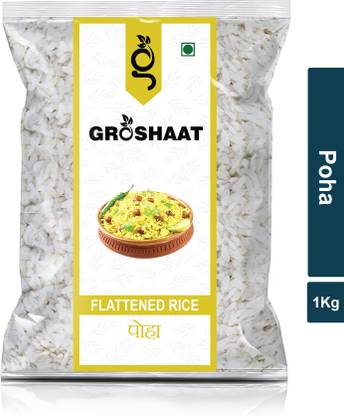 Groshaat Poha ( Flattened Rice ) - 1Kg (Pack of 1) Low GI Healthy Breakfast Poha (Long Grain)