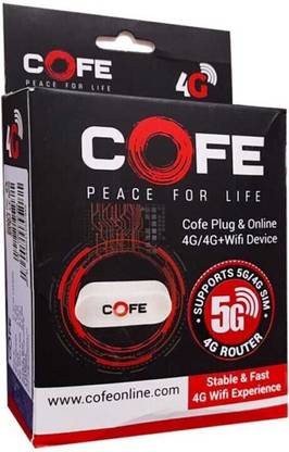 COFE CF-5G707WF SIM Based 5G WIFI Support All SIM Supports All DVR, CCTVs, Speed Amn 4G Router 2.4 GHz 450 Mbps Wifi Speed Single Band Internal Antenna MiFi (Sim Based)