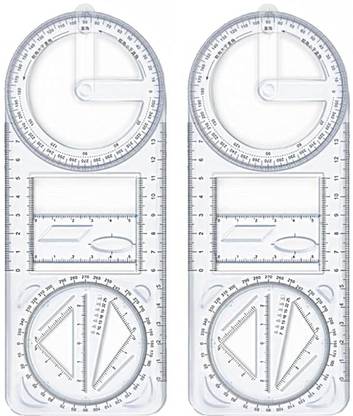 WANQLYN Plastic Movable Drawing Template Measuring Math Ruler Ruler