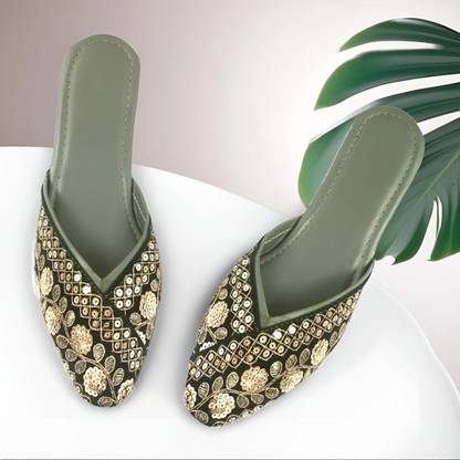 Women Green Flats