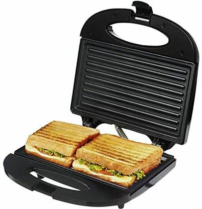 RYNATY Spatter Coated Non-stick Sandwich Toasters With fixed Plate Grill (Black) Grill