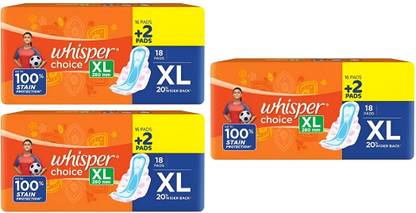 Whisper CHOICE ULTRA 280mm, XL, 18x3 NAPKINS Sanitary Pad