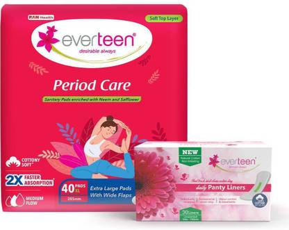 everteen Period Care XL Soft 40 Pads and Daily Panty Liners 30pcs