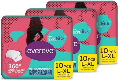 EverEve Heavy Flow Disposable Period Panties Pantyliner 10Pcs (Pack of 3) Pantyliner