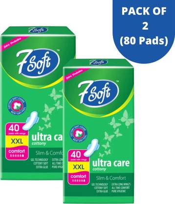 7soft Ultra Cottony Soft XXL Pack 2 Of 80 Sanitary Napkins Pads Sanitary Pad
