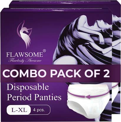 FLAWSOME Period Pants Full 360-Degree Protection | Highly Absorbent Core | Pack of 8 Sanitary Pad