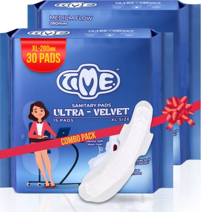 Time Ultra Velvet 280mm Medium Flow XL Leak Lock Superior Absorption Day & Night Thin Sanitary Pad