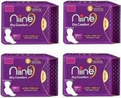nine XL+ SANITARY PAD FOR COLLEGE GIRLS HEAVY FLOW CONTROL |SET OF FOUR| Sanitary Pad