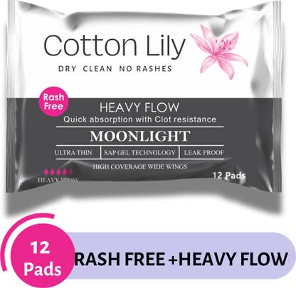 Cotton Lily MoonlightRash Free|Very Heavy Flow LONG & Leak Proof Sanitary Pad