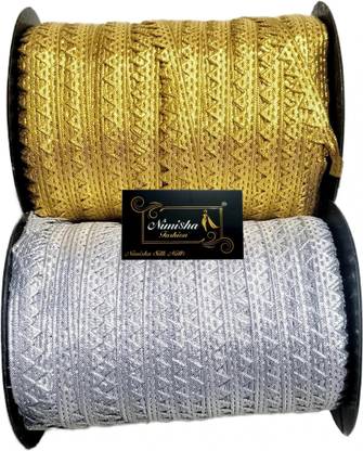 NIMISHA FASHION original product- best quality - silver and gold gota slide Lace Saree Falls