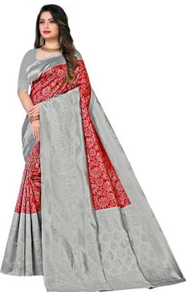 SK SILK MILL Woven Banarasi Cotton Silk Saree with Unstitched Blouse