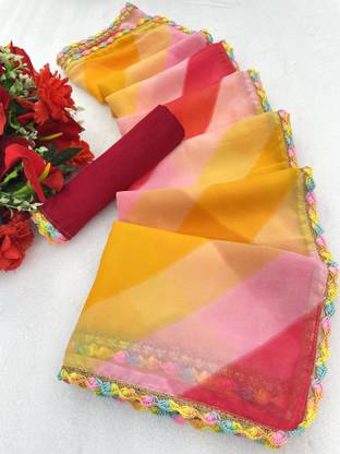 Printed Bandhani Georgette Saree