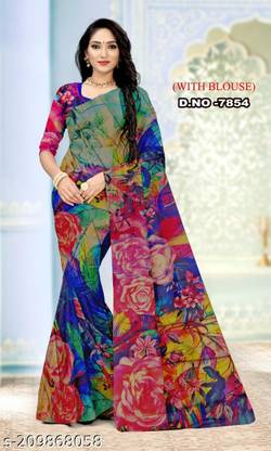 Printed Bollywood Silk Blend Saree